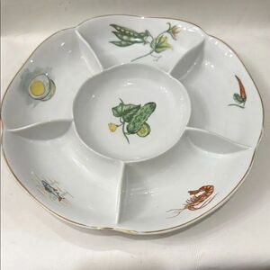 Schmidt SCatarina Brazil White Green Porcelain Divided Serveware Platter Vintage
